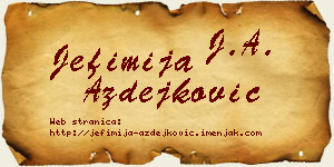 Jefimija Azdejković vizit kartica